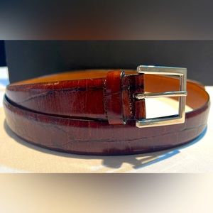 Trafalgar Men's Size 42 Dress Belt Embossed Cortina Brown Leather Made in USA